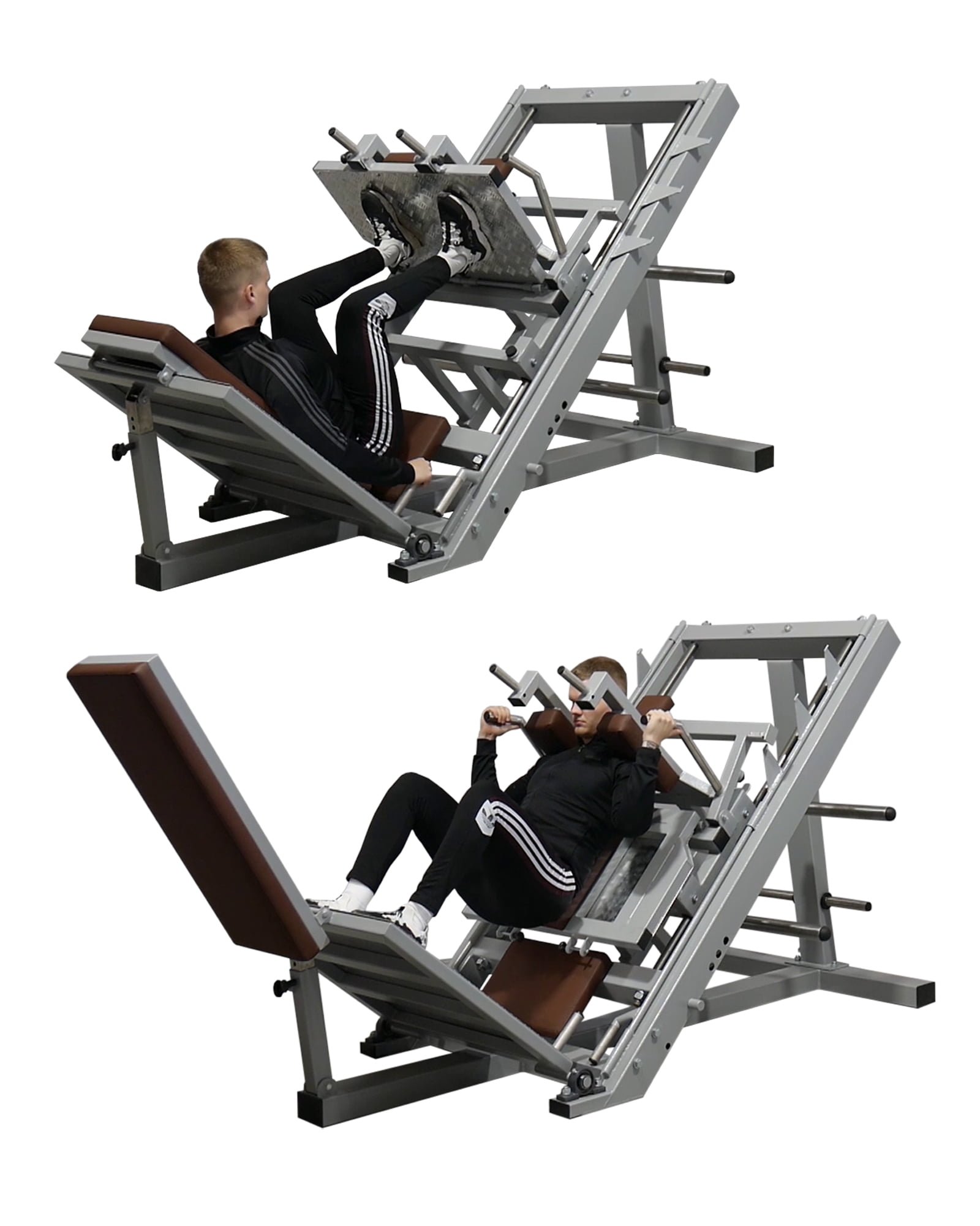 Hack Squat & Leg Press Machine Combo For Home Gym - 1200 Lb Capacity With Linear Bearing & Calf Block