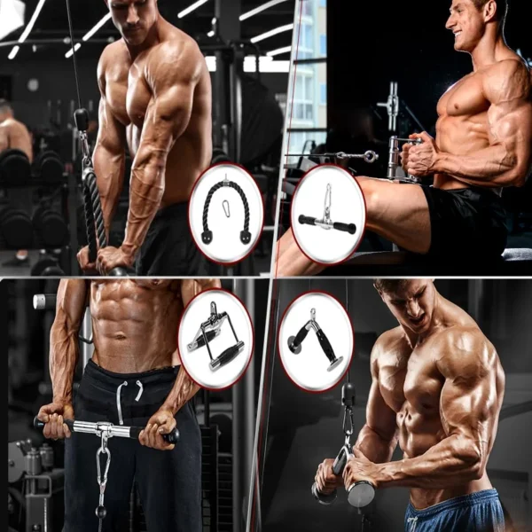 Straight Bar Cable Attachment for Gym, LAT Tricep Pull Down Bar with Rubber Handle Grip Carabiner Included - Image 4